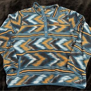 Cinch Men's Blue and Orange Zip Up Sweater
